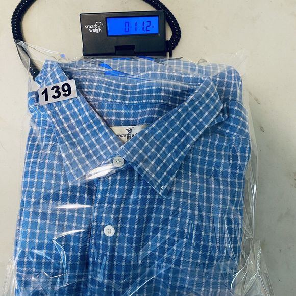 Fairway & Greene Mens Button Up Shirt XXL/TTG Blue Check Long Sleeve Embroidered - Picture 11 of 11